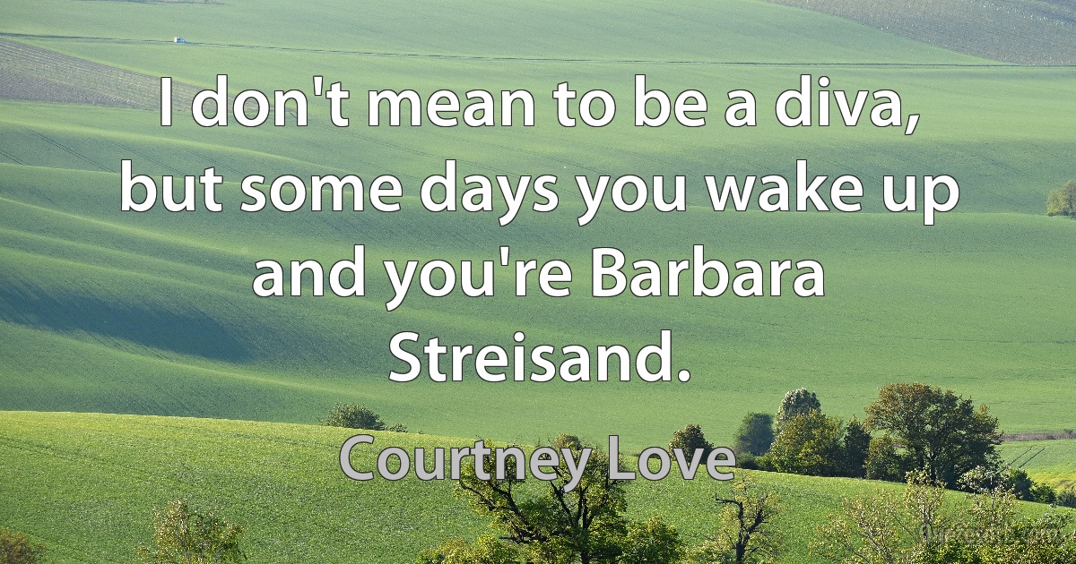 I don't mean to be a diva, but some days you wake up and you're Barbara Streisand. (Courtney Love)