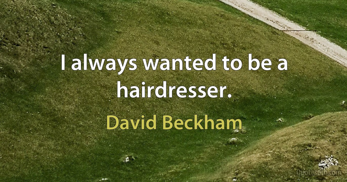 I always wanted to be a hairdresser. (David Beckham)