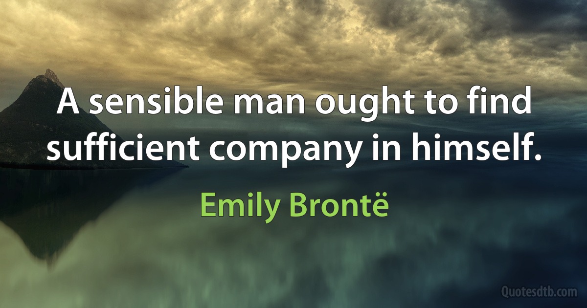 A sensible man ought to find sufficient company in himself. (Emily Brontë)