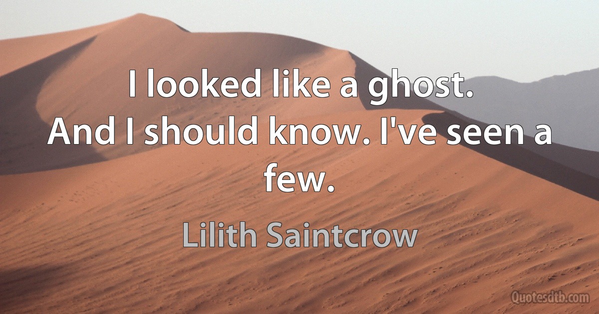 I looked like a ghost.
And I should know. I've seen a few. (Lilith Saintcrow)