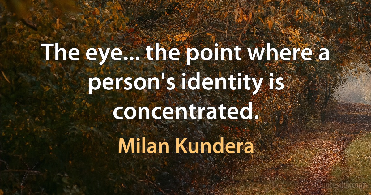 The eye... the point where a person's identity is concentrated. (Milan Kundera)