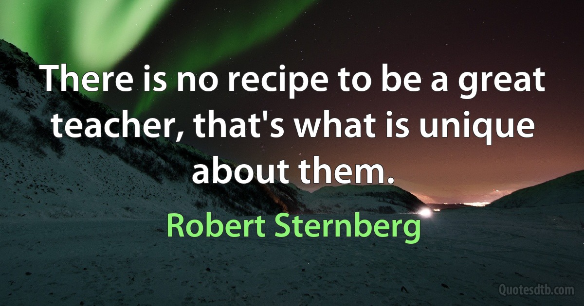 There is no recipe to be a great teacher, that's what is unique about them. (Robert Sternberg)