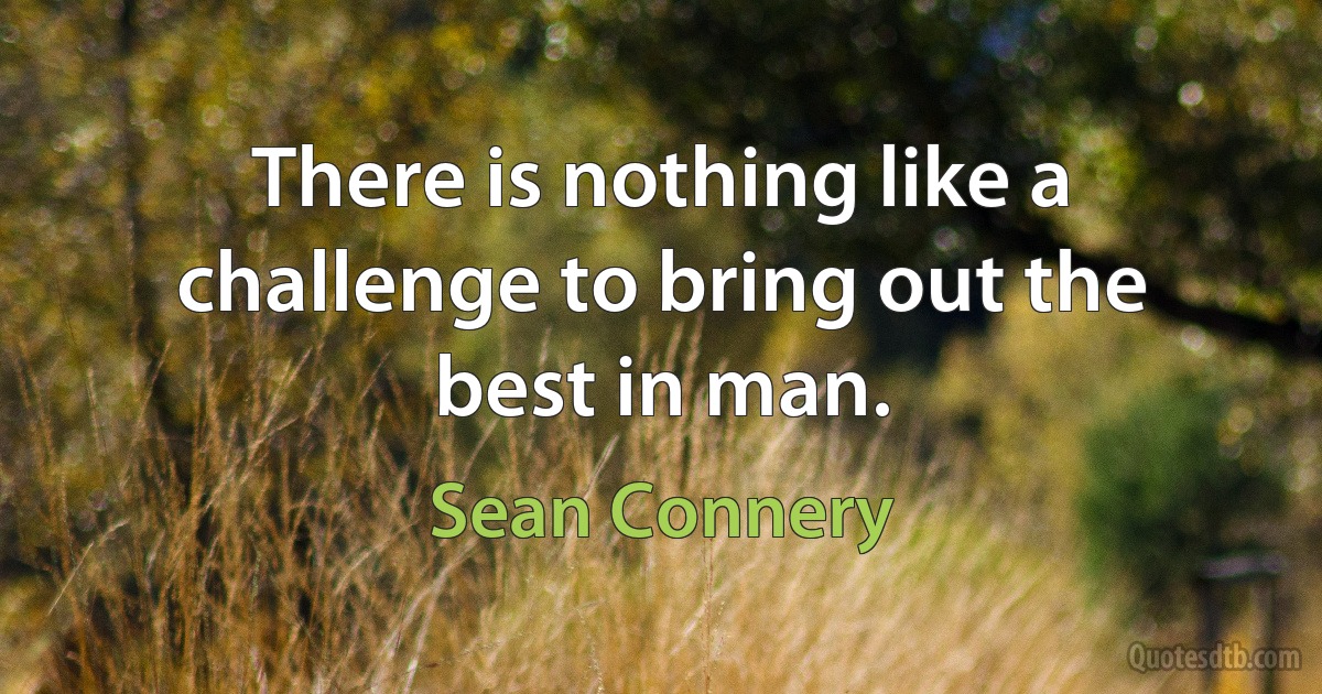 There is nothing like a challenge to bring out the best in man. (Sean Connery)