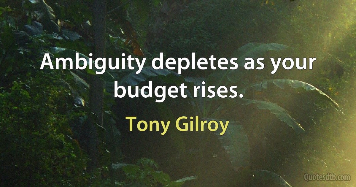 Ambiguity depletes as your budget rises. (Tony Gilroy)