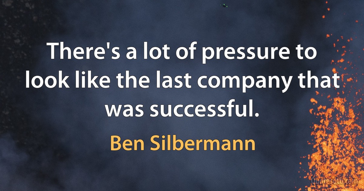 There's a lot of pressure to look like the last company that was successful. (Ben Silbermann)