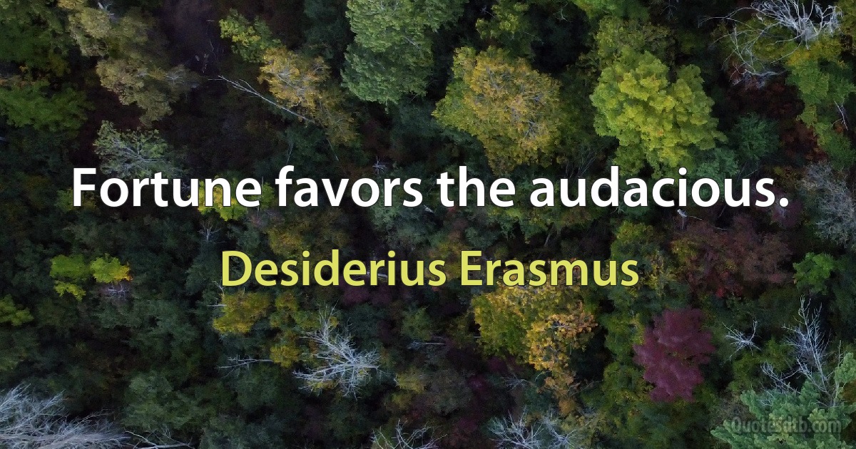 Fortune favors the audacious. (Desiderius Erasmus)