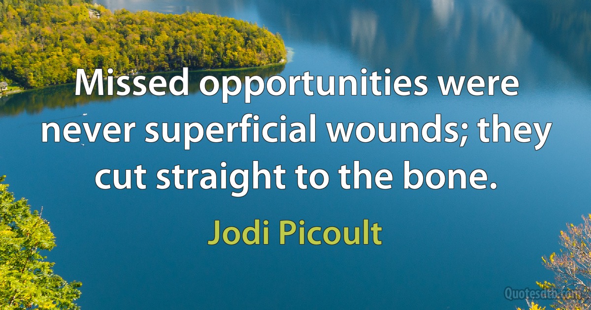 Missed opportunities were never superficial wounds; they cut straight to the bone. (Jodi Picoult)