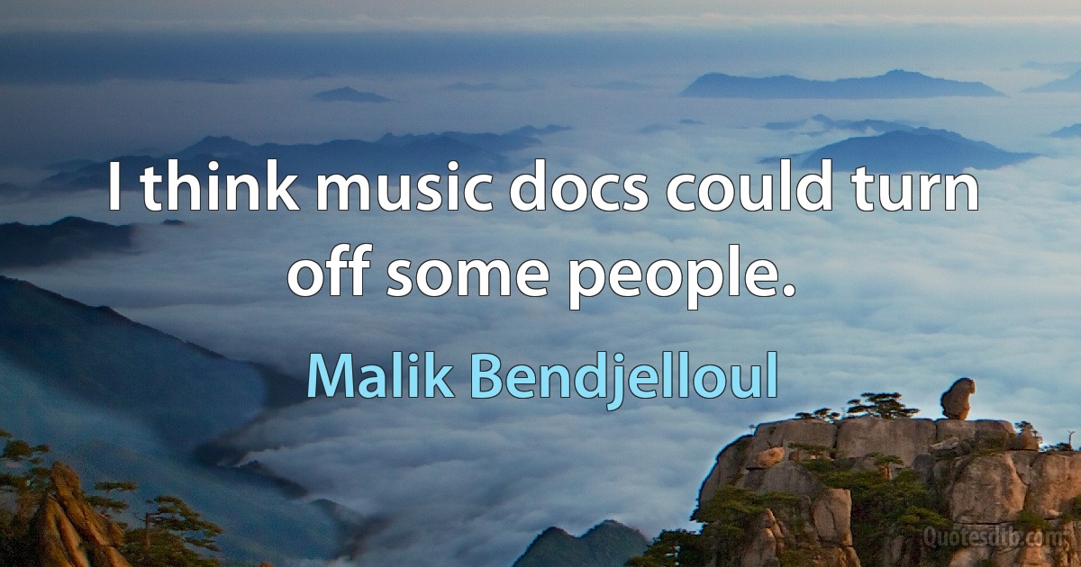 I think music docs could turn off some people. (Malik Bendjelloul)