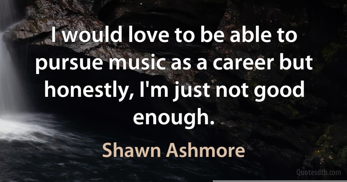 I would love to be able to pursue music as a career but honestly, I'm just not good enough. (Shawn Ashmore)