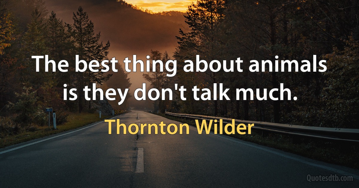 The best thing about animals is they don't talk much. (Thornton Wilder)