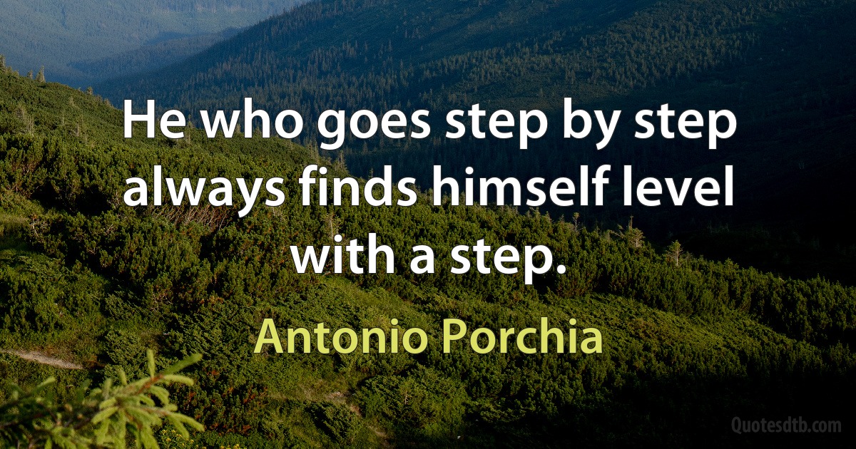 He who goes step by step always finds himself level with a step. (Antonio Porchia)