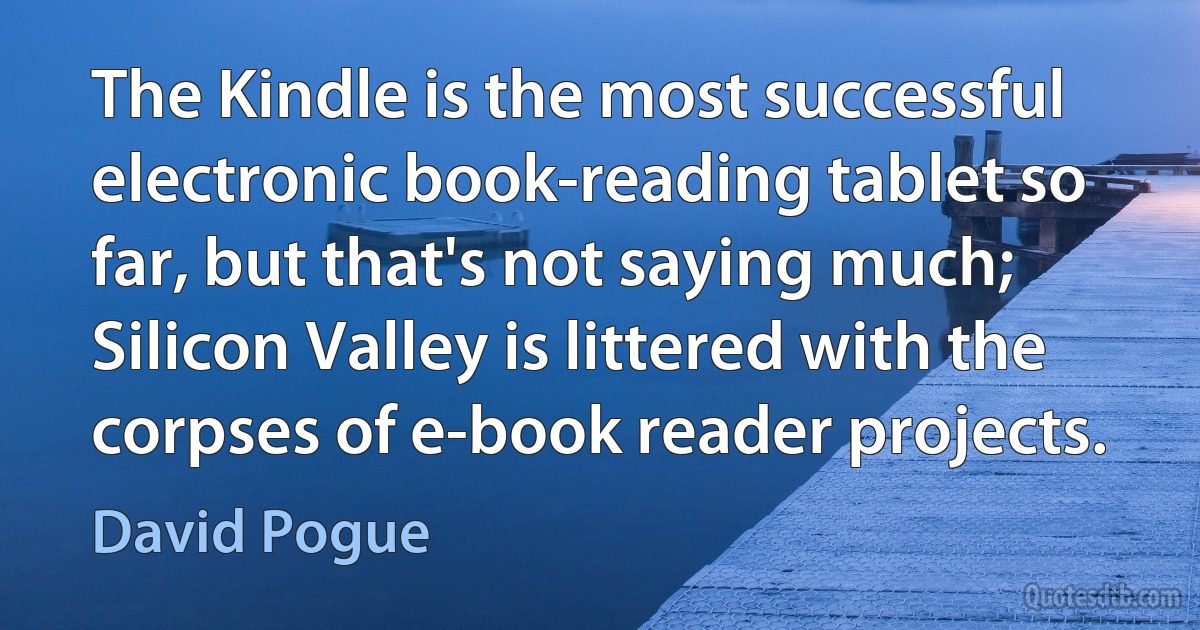 The Kindle is the most successful electronic book-reading tablet so far, but that's not saying much; Silicon Valley is littered with the corpses of e-book reader projects. (David Pogue)