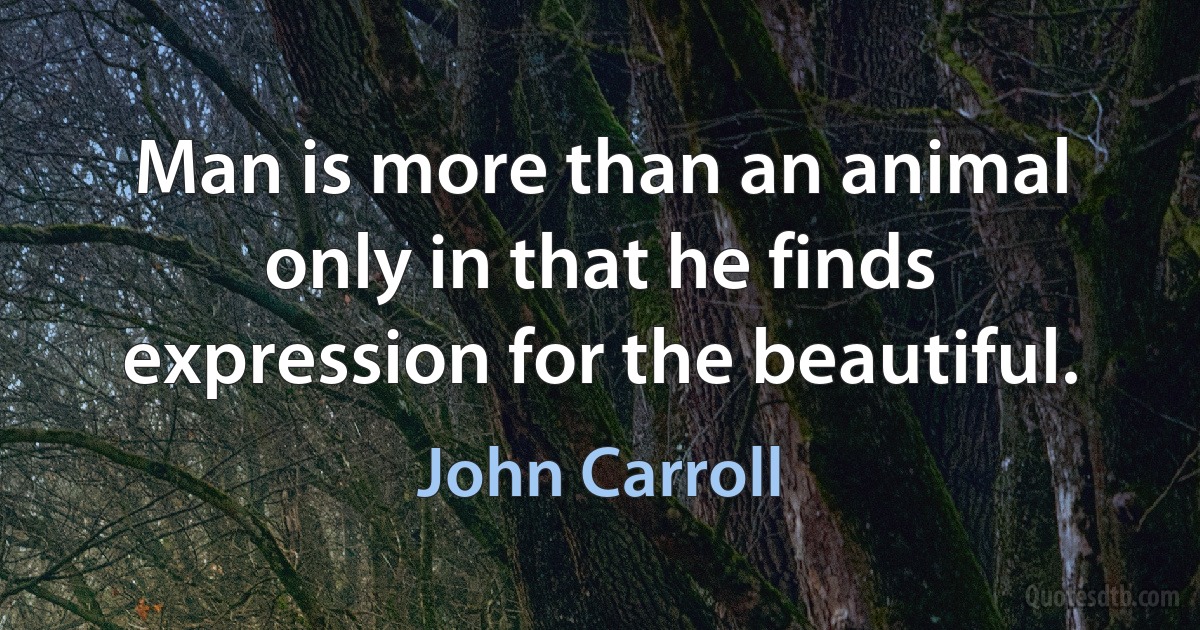 Man is more than an animal only in that he finds expression for the beautiful. (John Carroll)