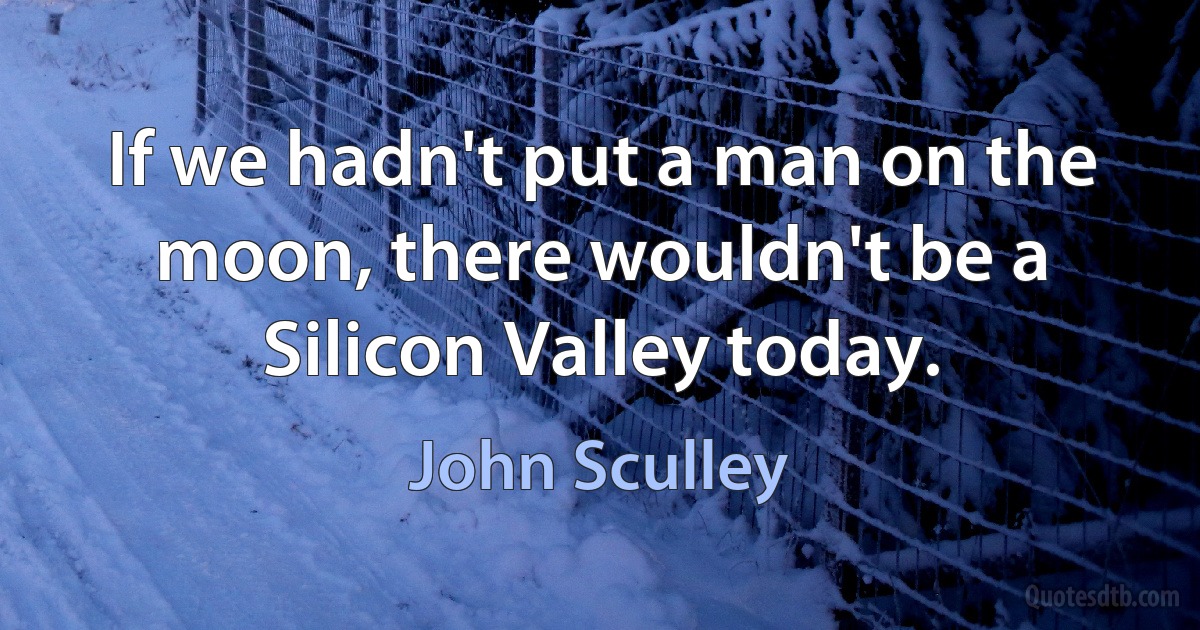 If we hadn't put a man on the moon, there wouldn't be a Silicon Valley today. (John Sculley)