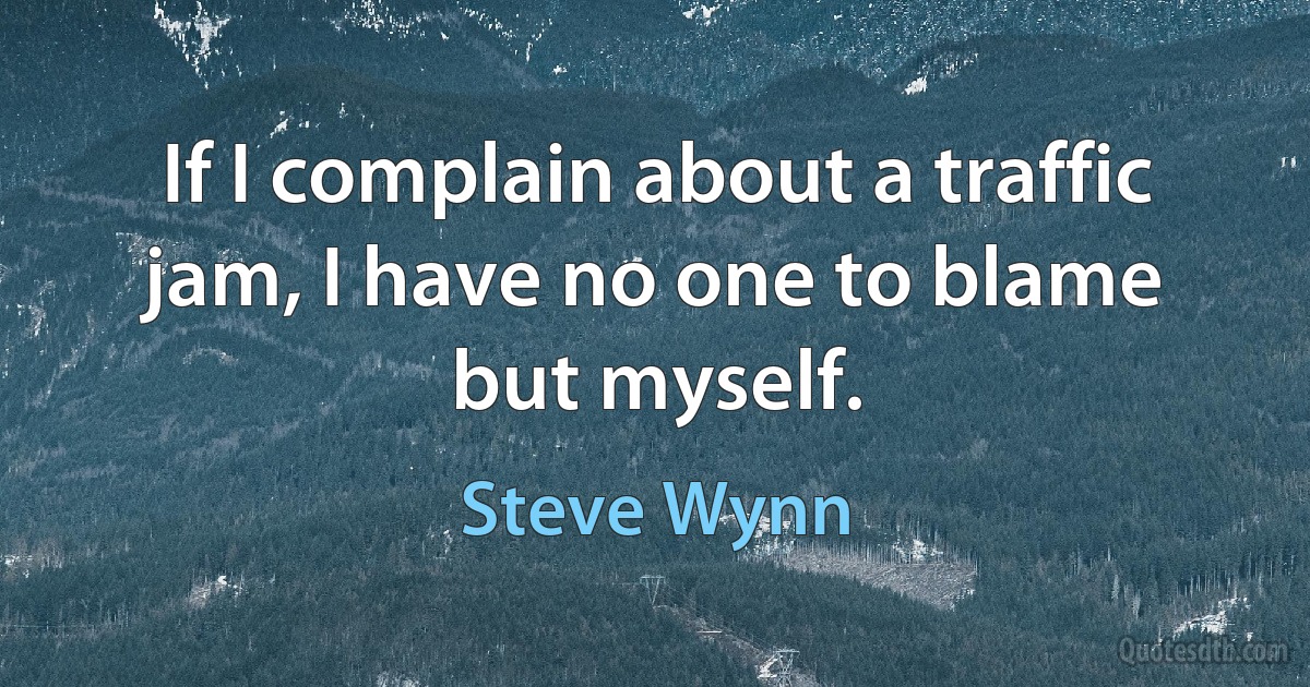 If I complain about a traffic jam, I have no one to blame but myself. (Steve Wynn)