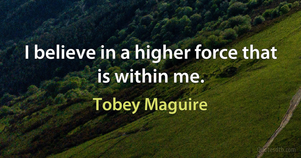 I believe in a higher force that is within me. (Tobey Maguire)