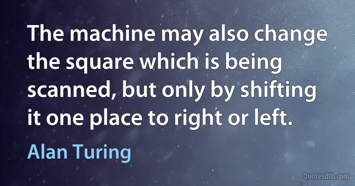 The machine may also change the square which is being scanned, but only by shifting it one place to right or left. (Alan Turing)