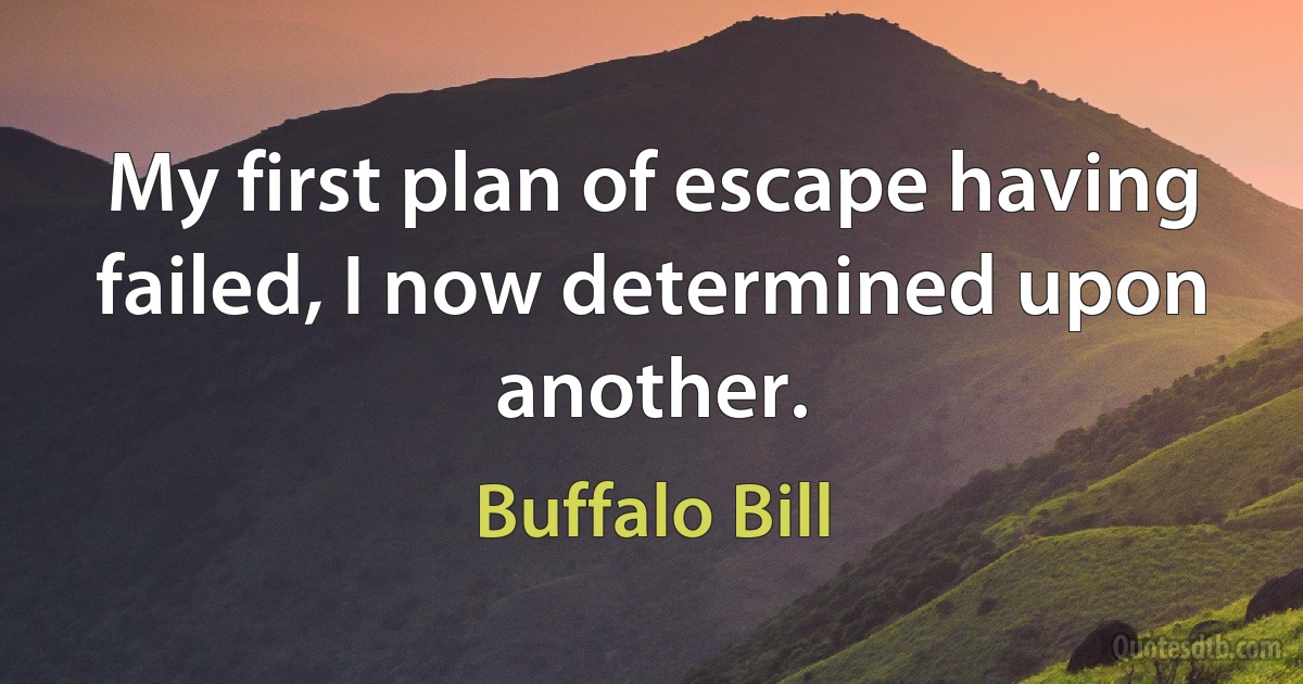 My first plan of escape having failed, I now determined upon another. (Buffalo Bill)