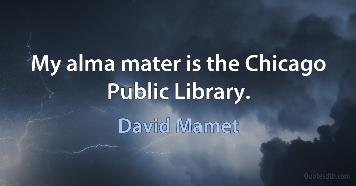 My alma mater is the Chicago Public Library. (David Mamet)