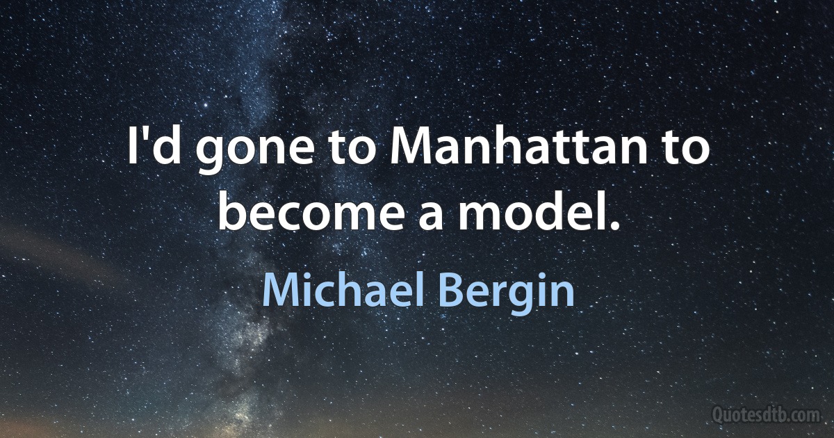 I'd gone to Manhattan to become a model. (Michael Bergin)