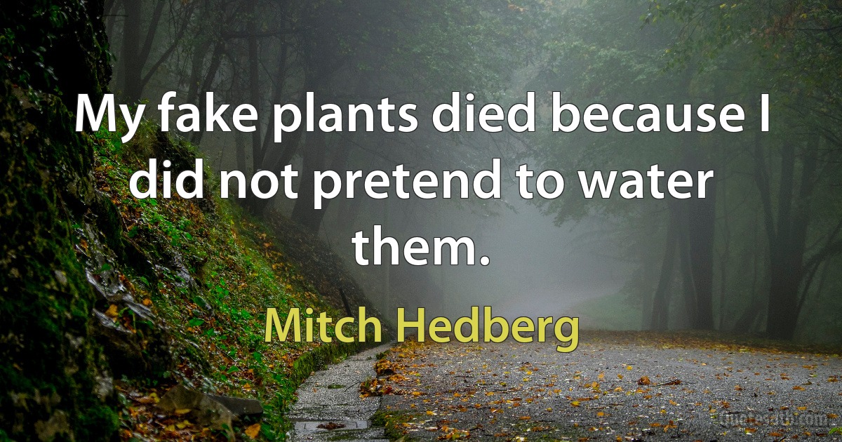 My fake plants died because I did not pretend to water them. (Mitch Hedberg)