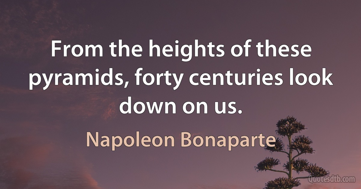 From the heights of these pyramids, forty centuries look down on us. (Napoleon Bonaparte)