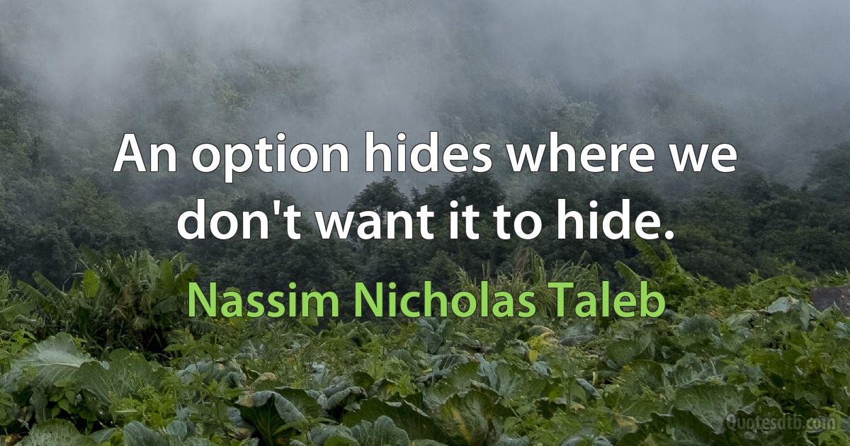 An option hides where we don't want it to hide. (Nassim Nicholas Taleb)