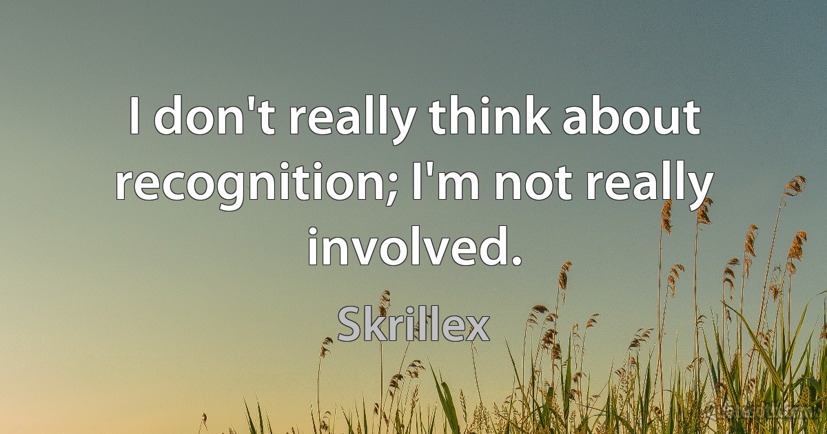 I don't really think about recognition; I'm not really involved. (Skrillex)