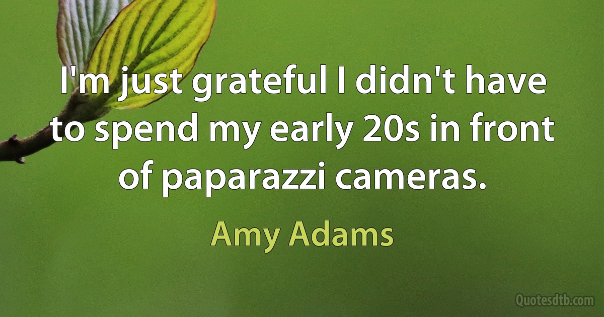 I'm just grateful I didn't have to spend my early 20s in front of paparazzi cameras. (Amy Adams)