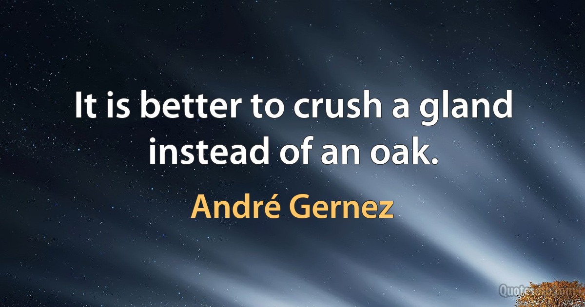 It is better to crush a gland instead of an oak. (André Gernez)