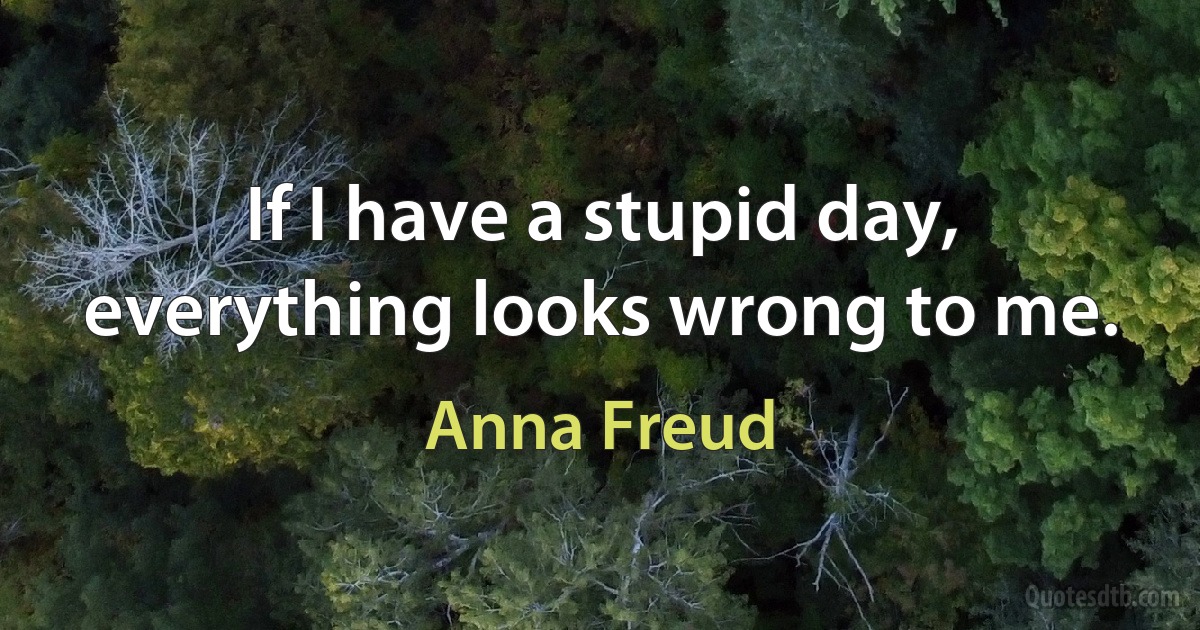 If I have a stupid day, everything looks wrong to me. (Anna Freud)