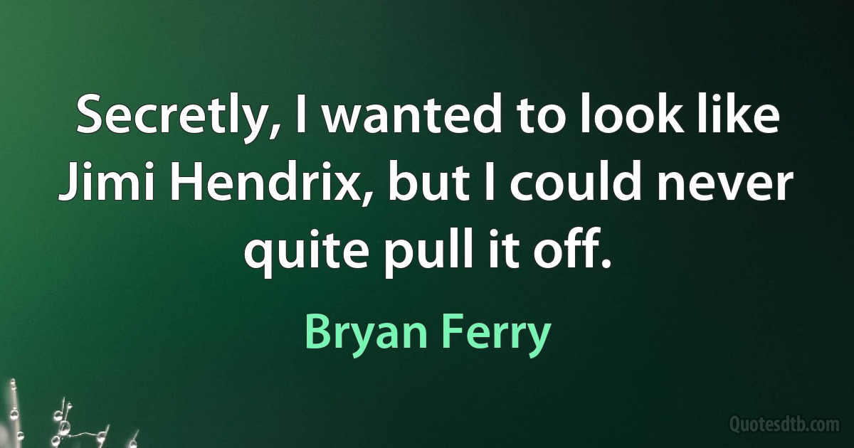 Secretly, I wanted to look like Jimi Hendrix, but I could never quite pull it off. (Bryan Ferry)