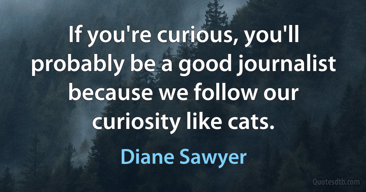 If you're curious, you'll probably be a good journalist because we follow our curiosity like cats. (Diane Sawyer)