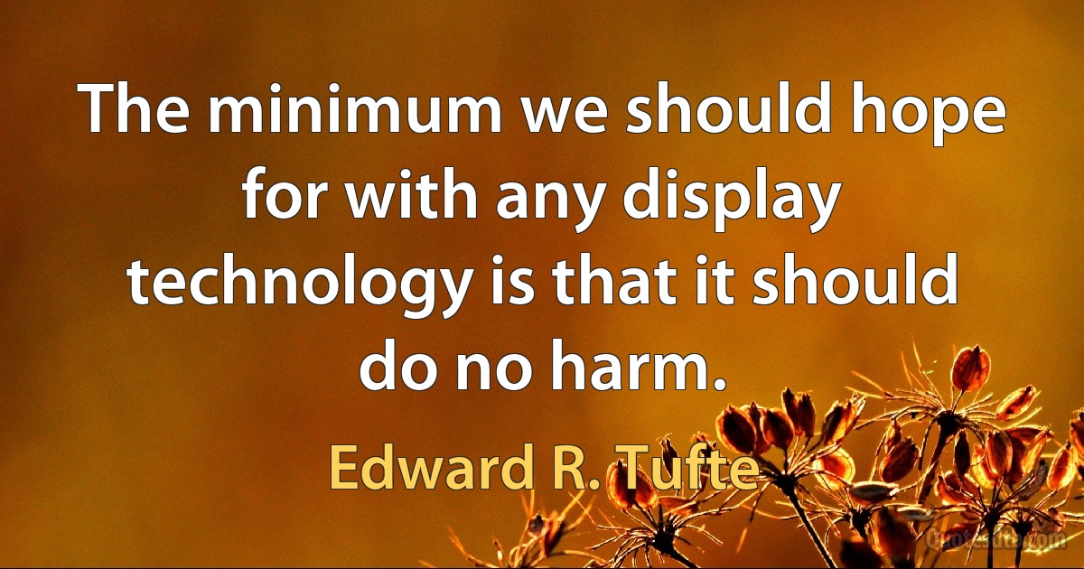 The minimum we should hope for with any display technology is that it should do no harm. (Edward R. Tufte)