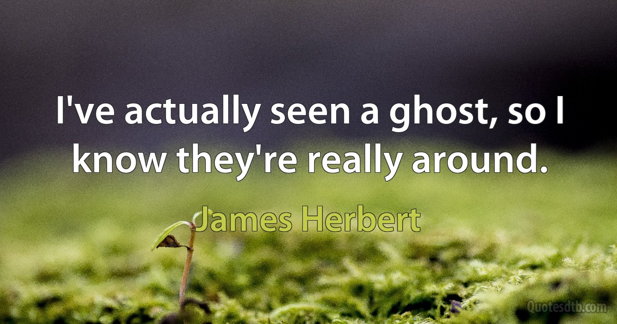 I've actually seen a ghost, so I know they're really around. (James Herbert)