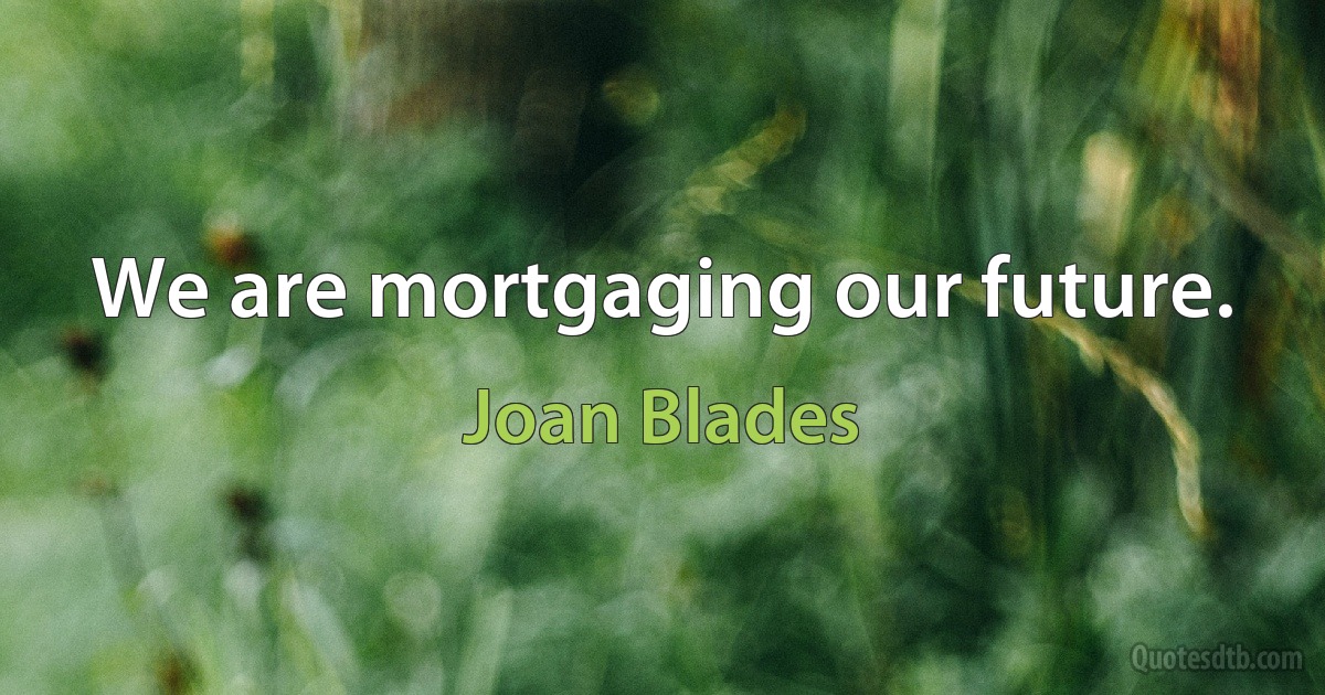 We are mortgaging our future. (Joan Blades)