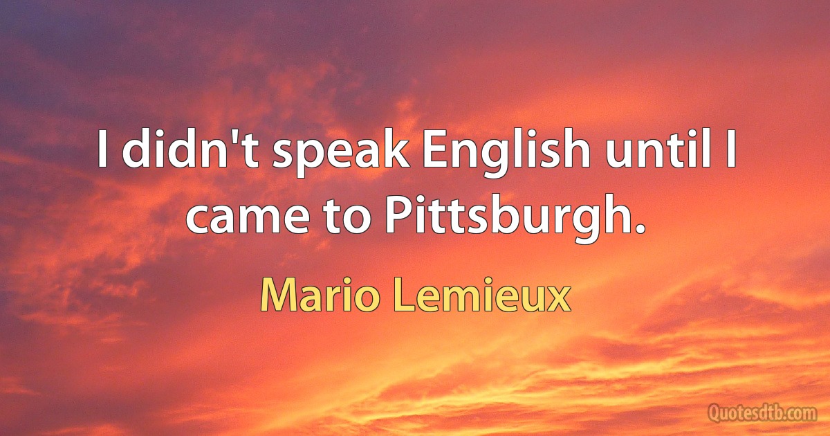 I didn't speak English until I came to Pittsburgh. (Mario Lemieux)