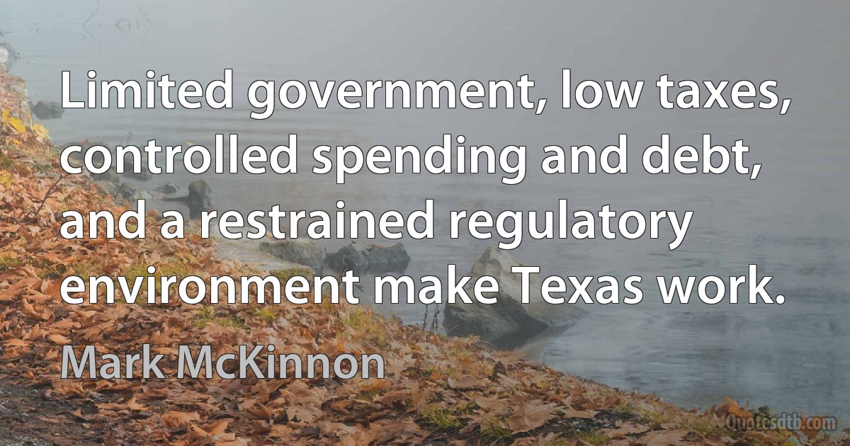 Limited government, low taxes, controlled spending and debt, and a restrained regulatory environment make Texas work. (Mark McKinnon)