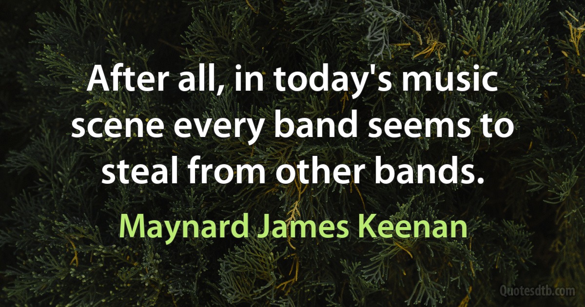 After all, in today's music scene every band seems to steal from other bands. (Maynard James Keenan)