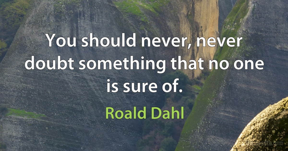 You should never, never doubt something that no one is sure of. (Roald Dahl)