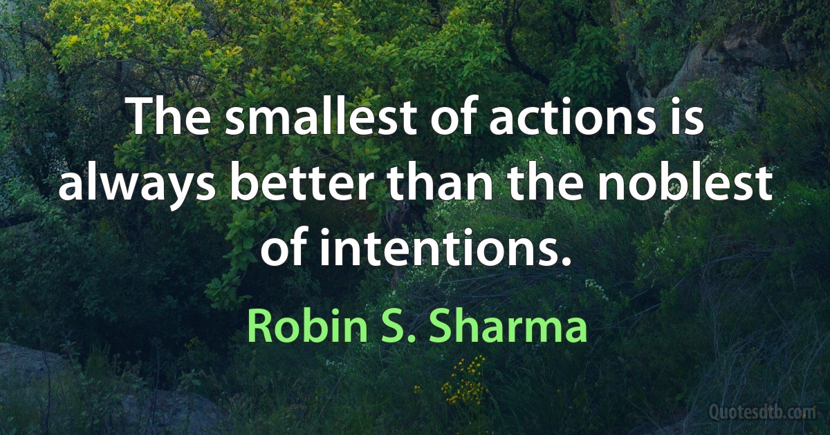 The smallest of actions is always better than the noblest of intentions. (Robin S. Sharma)