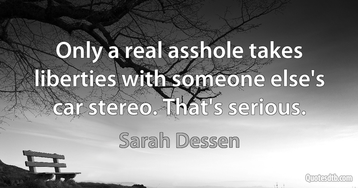 Only a real asshole takes liberties with someone else's car stereo. That's serious. (Sarah Dessen)