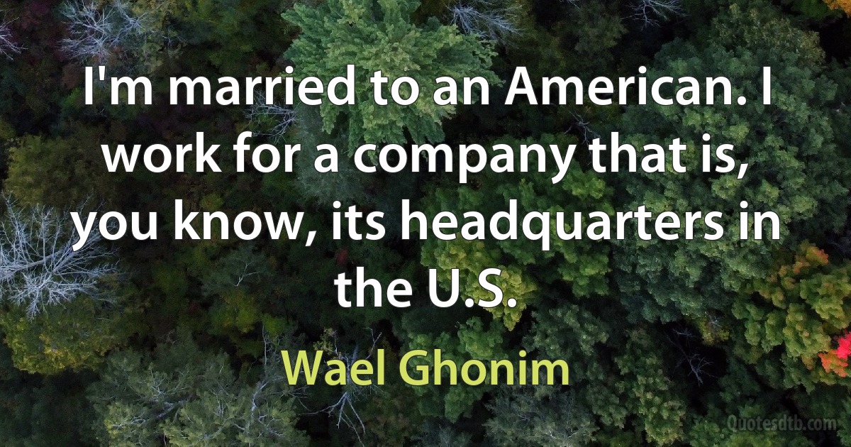 I'm married to an American. I work for a company that is, you know, its headquarters in the U.S. (Wael Ghonim)