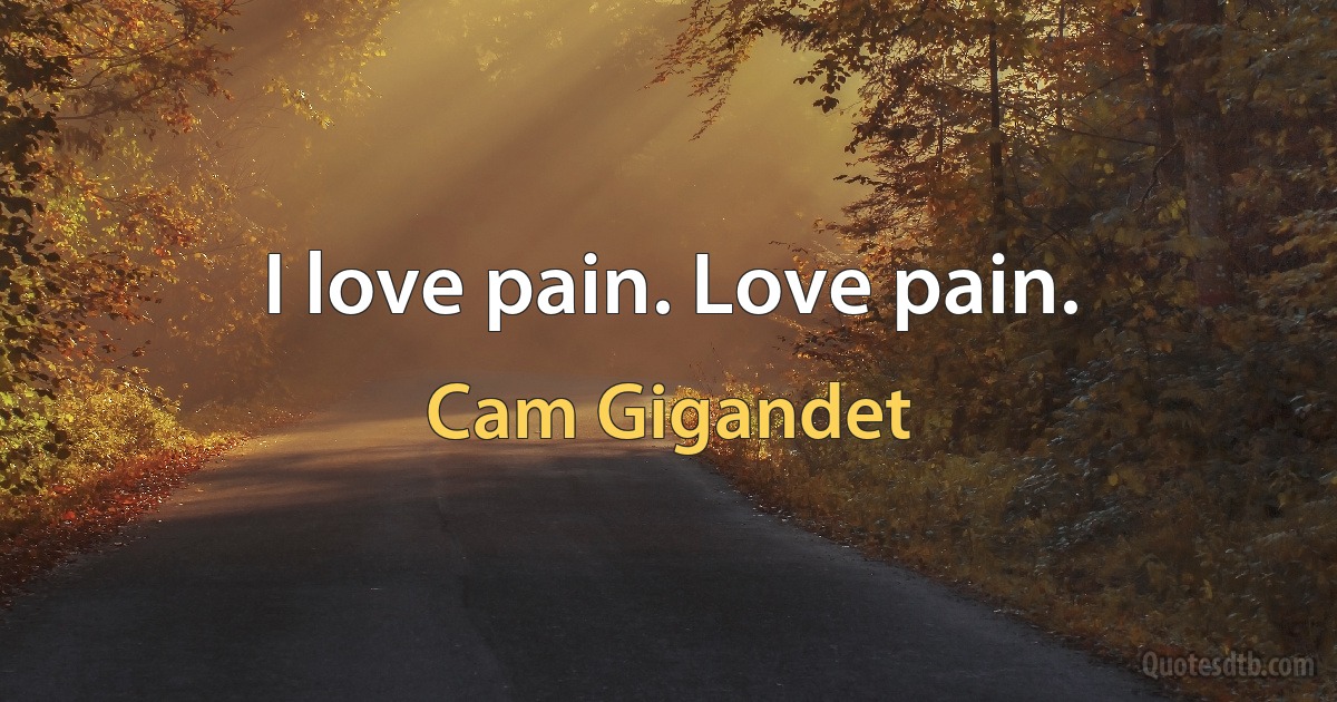 I love pain. Love pain. (Cam Gigandet)