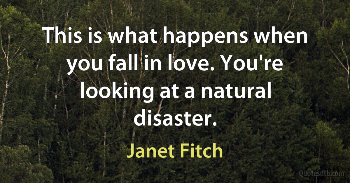 This is what happens when you fall in love. You're looking at a natural disaster. (Janet Fitch)