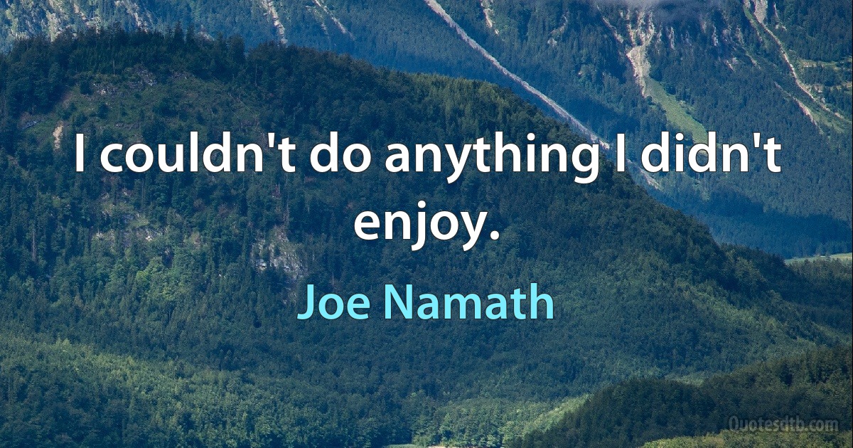 I couldn't do anything I didn't enjoy. (Joe Namath)