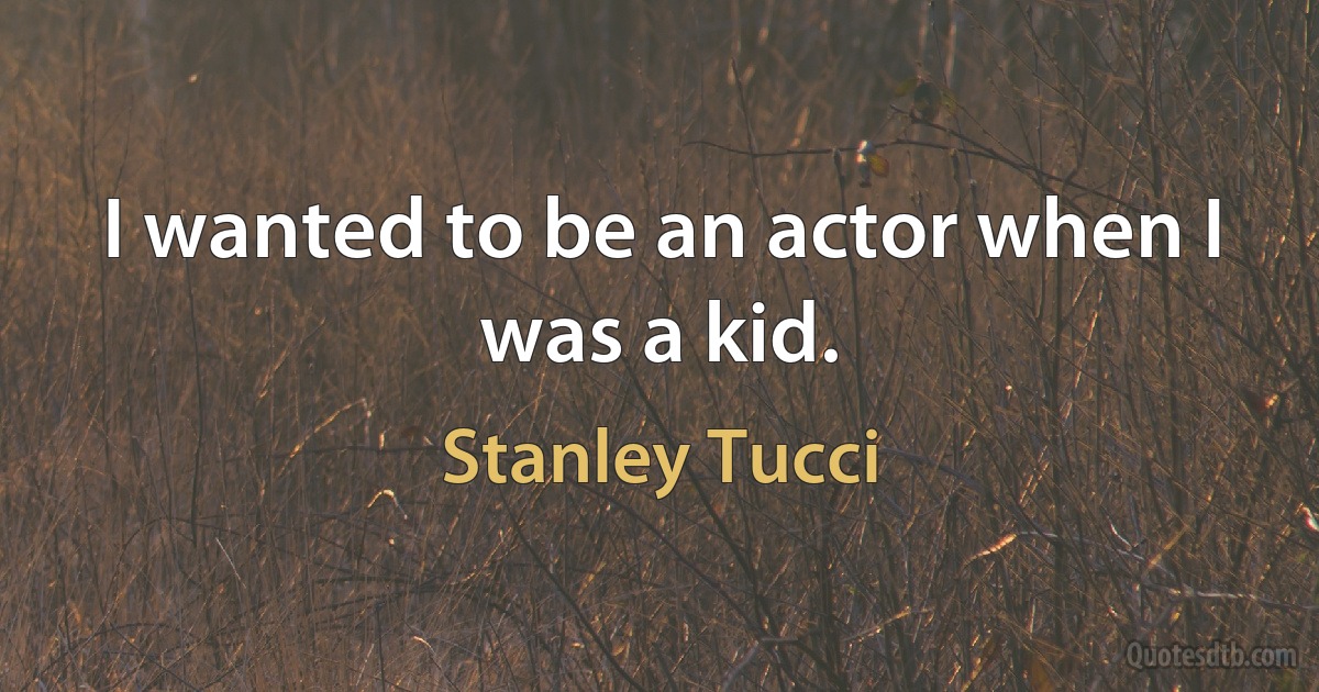 I wanted to be an actor when I was a kid. (Stanley Tucci)