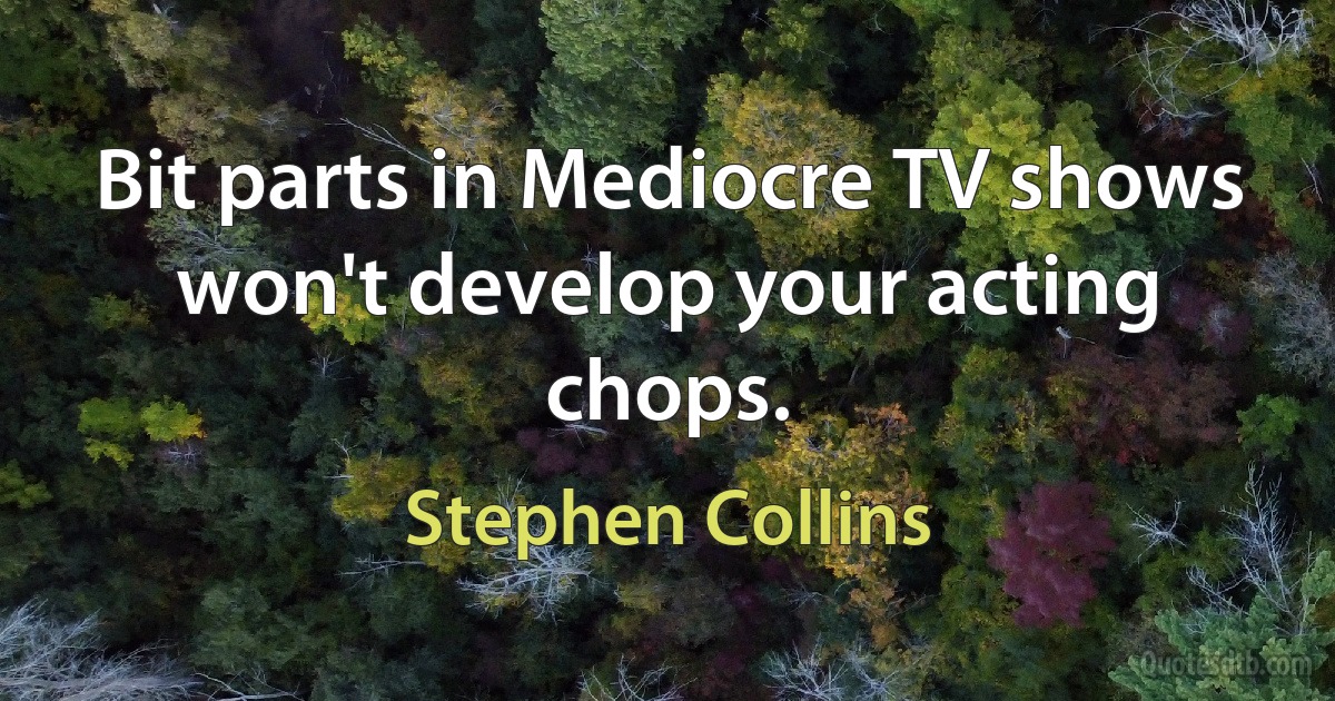 Bit parts in Mediocre TV shows won't develop your acting chops. (Stephen Collins)