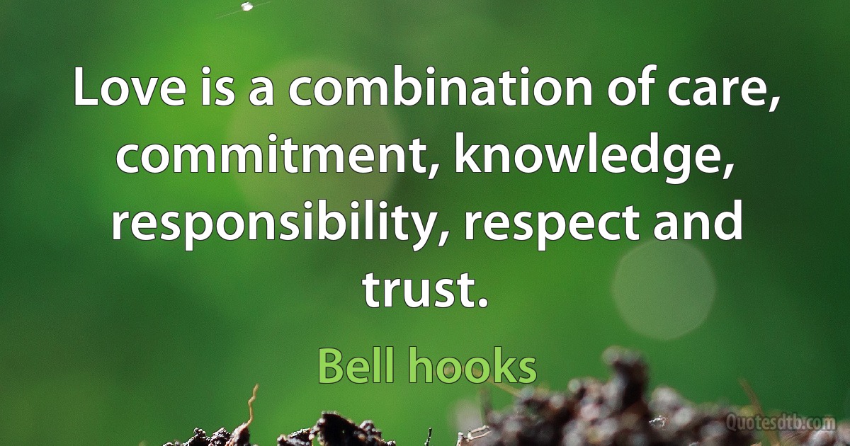 Love is a combination of care, commitment, knowledge, responsibility, respect and trust. (Bell hooks)