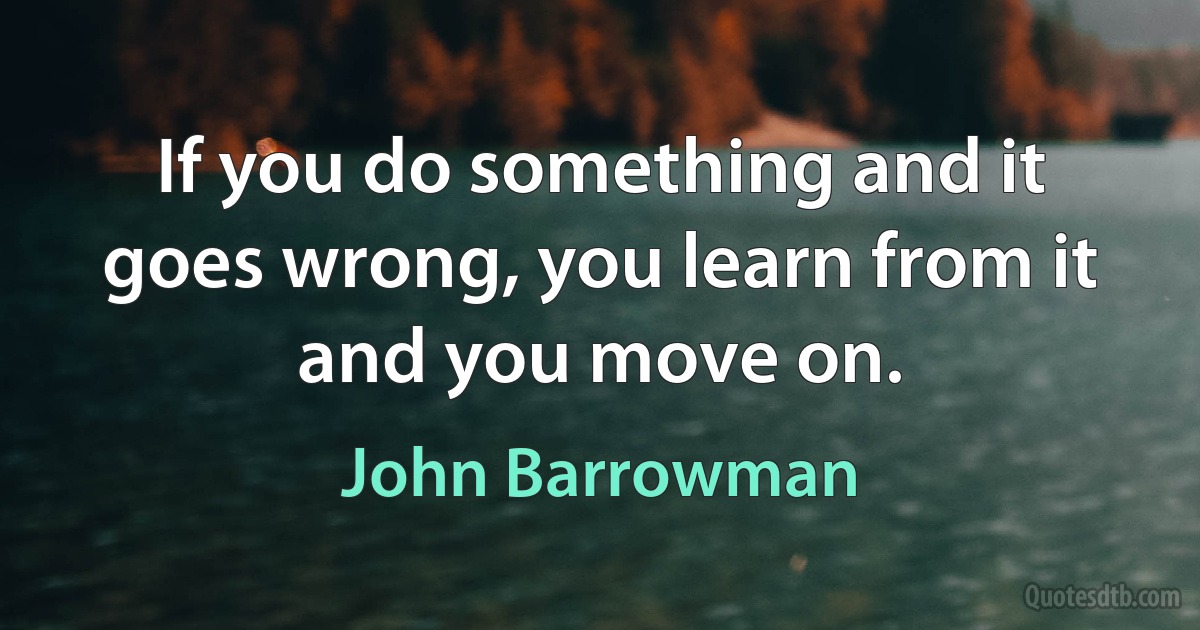 If you do something and it goes wrong, you learn from it and you move on. (John Barrowman)